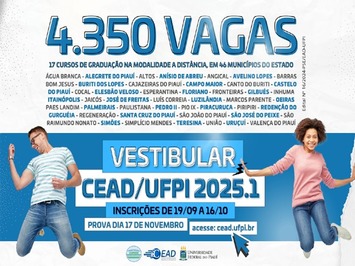 UFPI lança edital com mais de 4 mil vagas em vestibular para cursos a distância em 2025