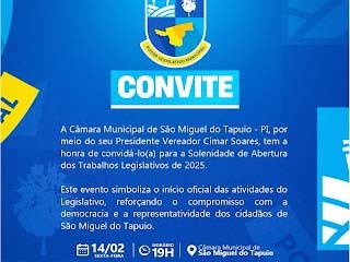 Câmara Municipal de São M. do Tapuio realizará abertura dos trabalhos legislativos de 2025